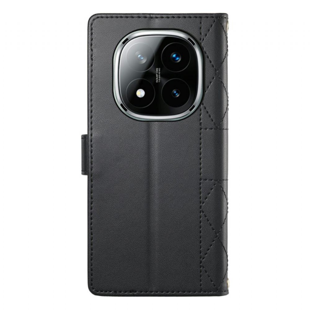 Kožený Kryt Xiaomi Redmi Note 15 Pro Plus 5g Prošívané S Popruhy