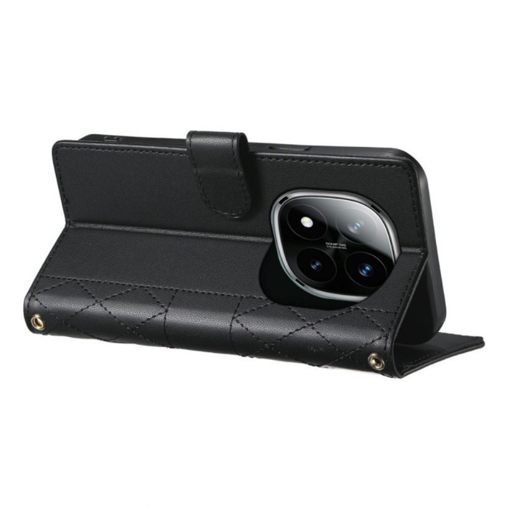 Kožený Kryt Xiaomi Redmi Note 15 Pro Plus 5g Prošívané S Popruhy