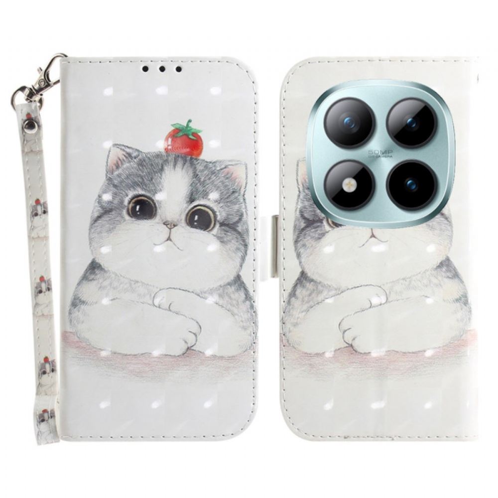 Kožený Kryt Xiaomi Redmi Note 15 Pro Plus 5g Roztomilá Kočka S Popruhem