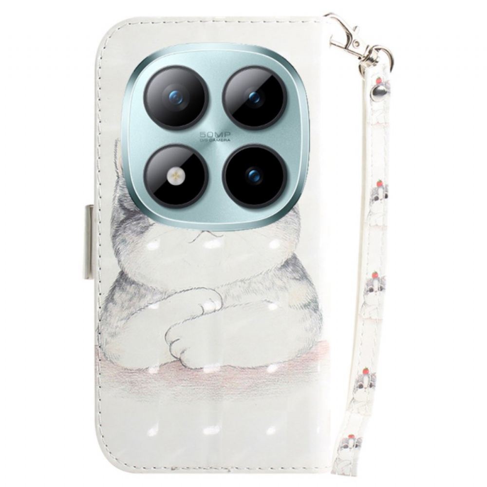 Kožený Kryt Xiaomi Redmi Note 15 Pro Plus 5g Roztomilá Kočka S Popruhem