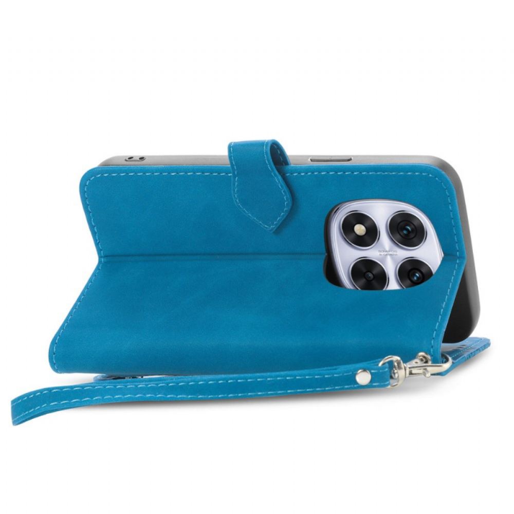 Kožený Kryt Xiaomi Redmi Note 15 Pro Plus 5g Semišový Efekt S Květinovým Vzorem