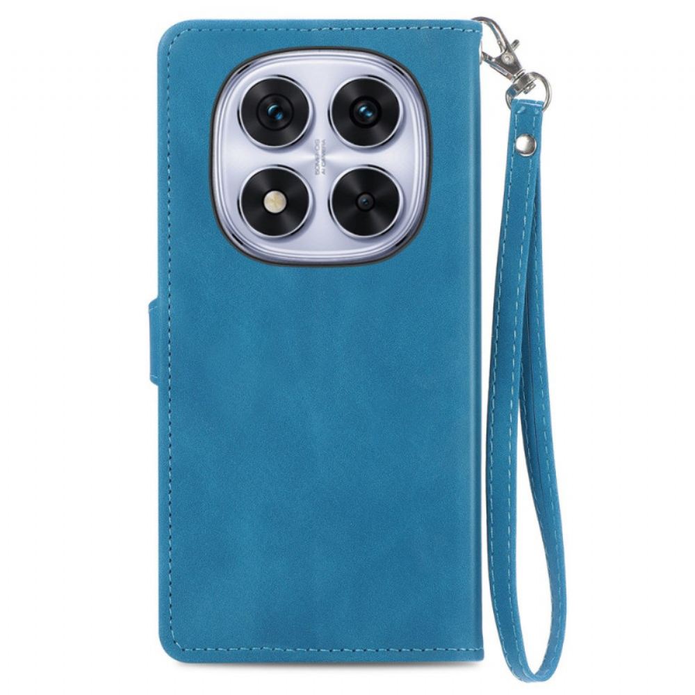 Kožený Kryt Xiaomi Redmi Note 15 Pro Plus 5g Semišový Efekt S Květinovým Vzorem