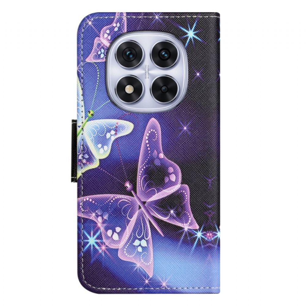 Kožený Kryt Xiaomi Redmi Note 15 Pro Plus 5g Třpytivé Motýli