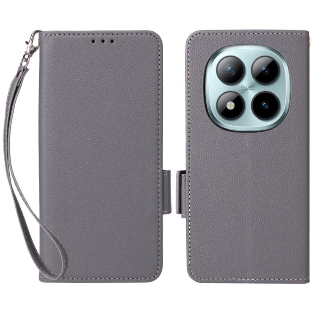 Kožený Kryt Xiaomi Redmi Note 15 Pro Plus 5g Umělá Kůže Liči S Popruhem