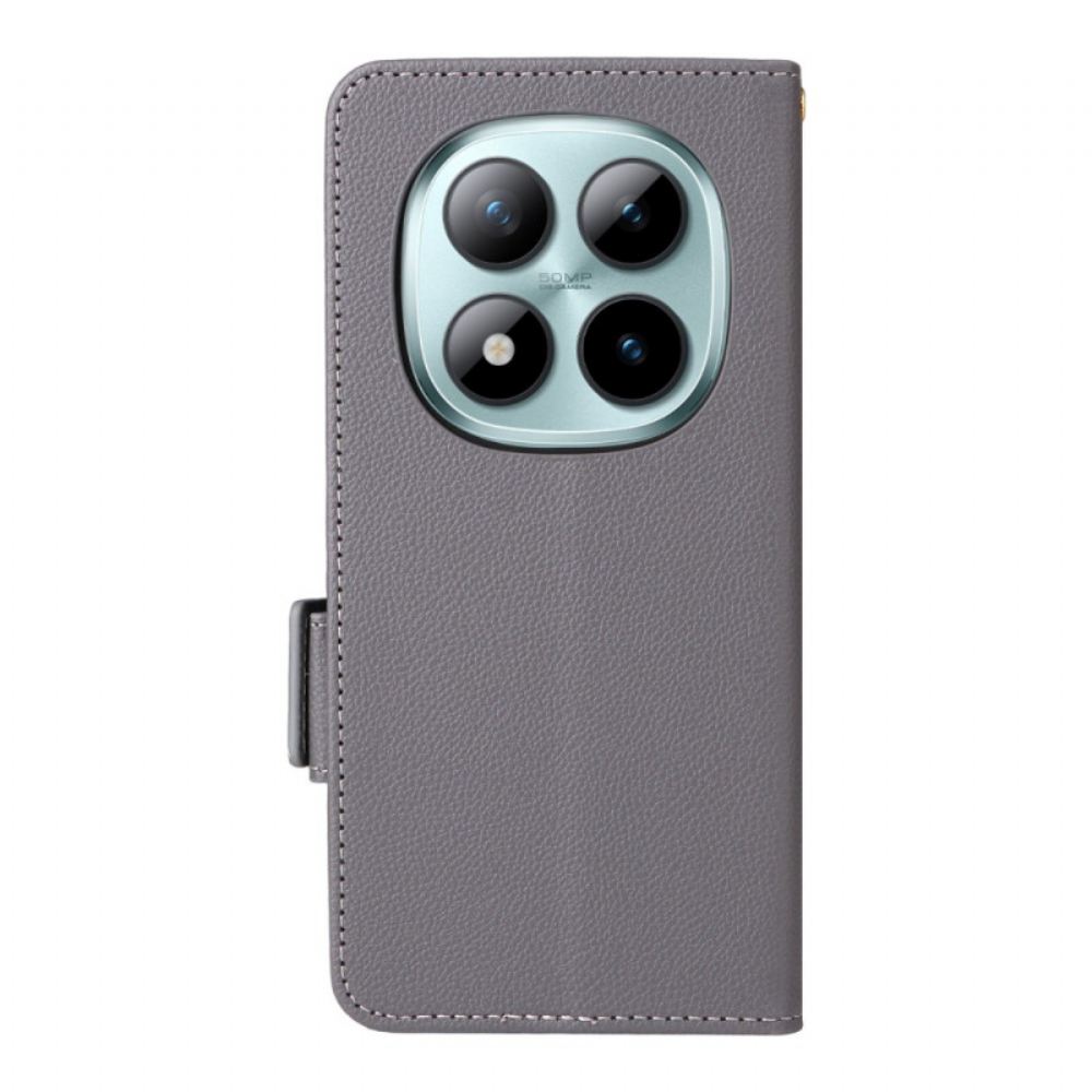 Kožený Kryt Xiaomi Redmi Note 15 Pro Plus 5g Umělá Kůže Liči S Popruhem