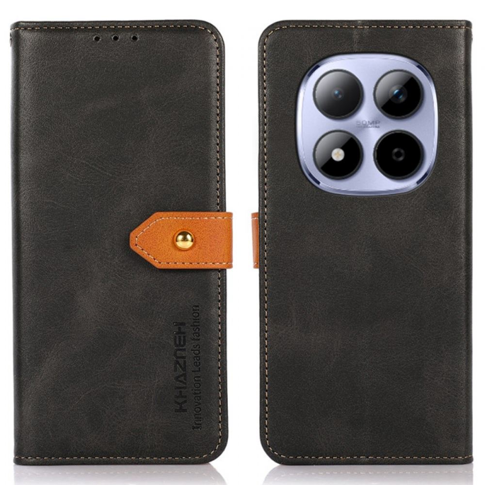 Kožený Kryt Xiaomi Redmi Note 15 Pro Plus 5g Zlatá Spona Khazneh