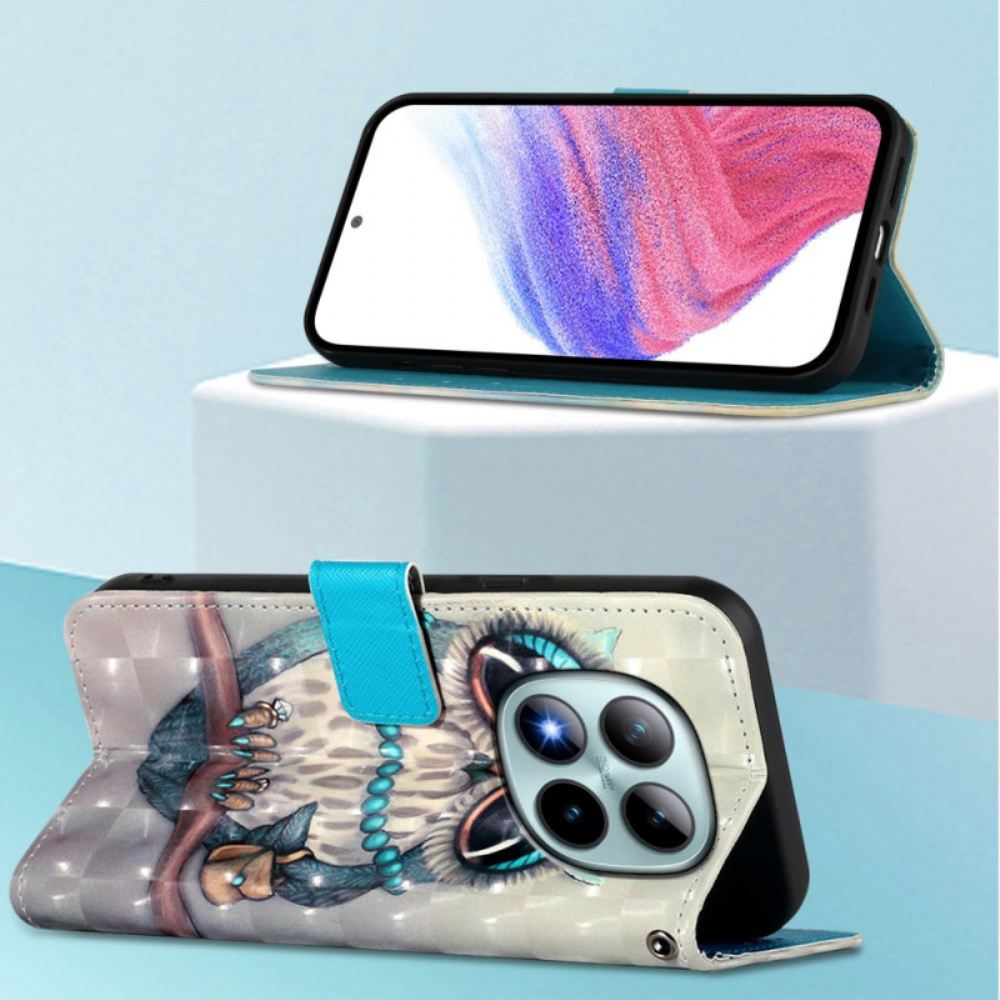 Kožený Kryt Xiaomi Redmi Note 15 Pro Plus 5g Šedá Sova