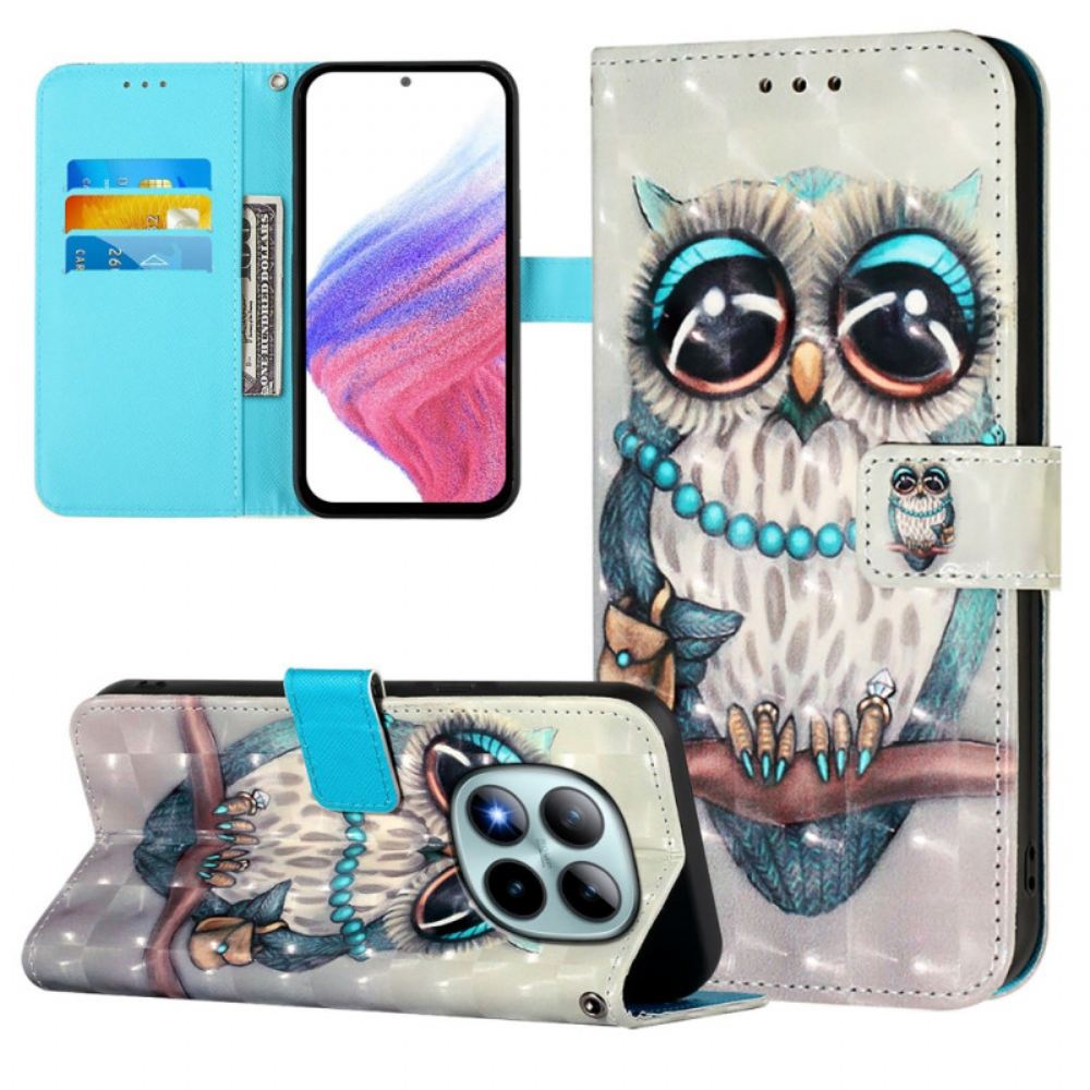 Kožený Kryt Xiaomi Redmi Note 15 Pro Plus 5g Šedá Sova