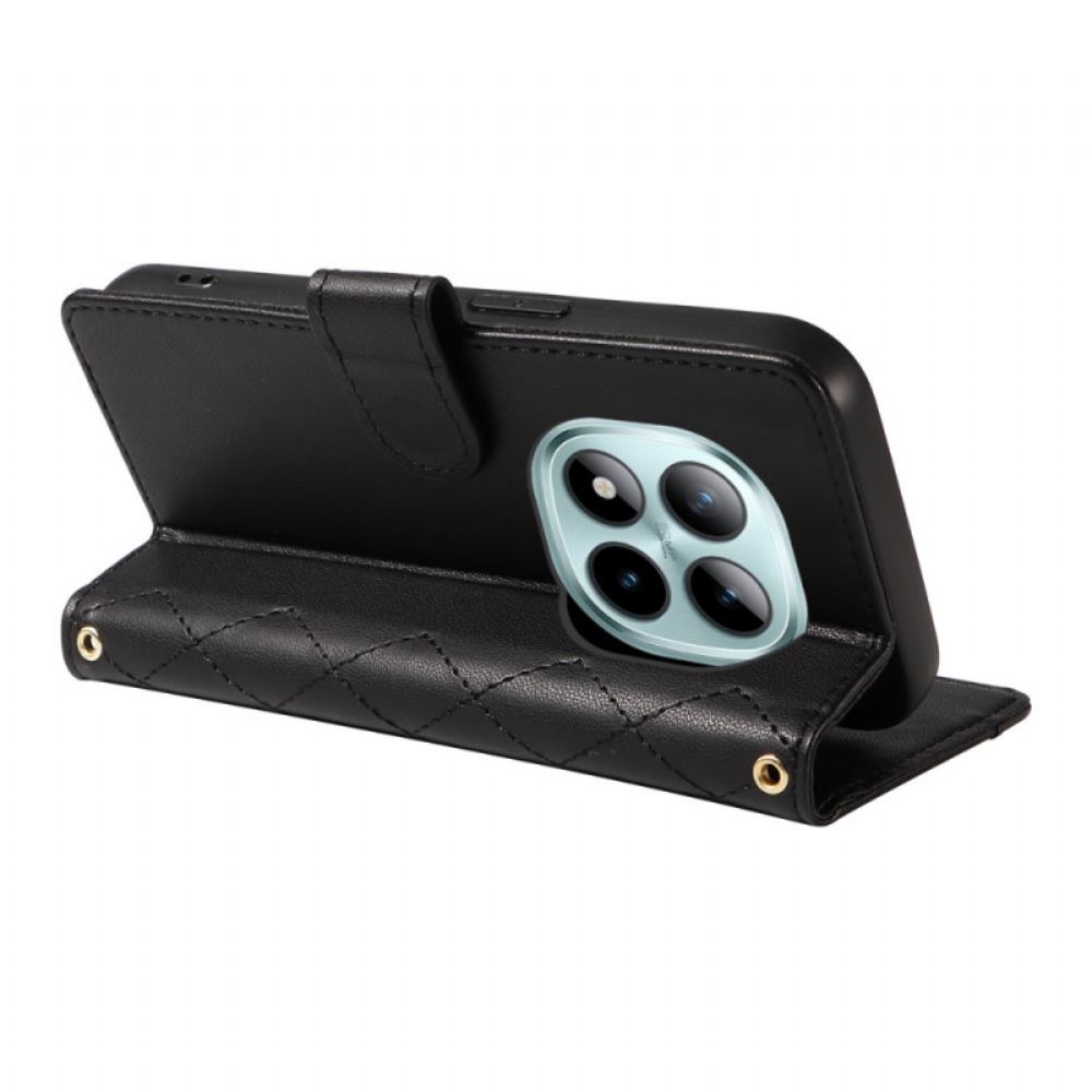 Peněženková Pouzdra Xiaomi Redmi Note 15 Pro Plus 5g Kryty Na Mobil Prošívané S Popruhem A Ramenním Popruhem