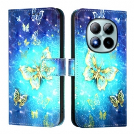 Peněženková Pouzdra Xiaomi Redmi Note 15 Pro Plus 5g Kryty Na Mobil Zlatí Motýli