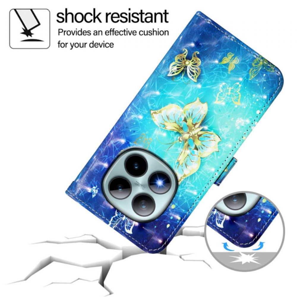 Peněženková Pouzdra Xiaomi Redmi Note 15 Pro Plus 5g Kryty Na Mobil Zlatí Motýli