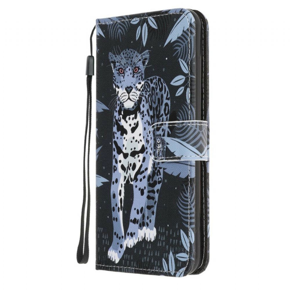 Flipové Pouzdro Na Google Pixel 4a Na Lana Strappy Leopard