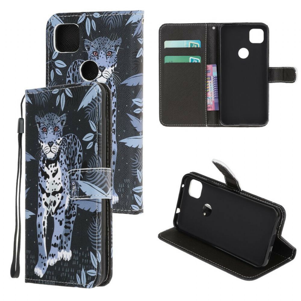 Flipové Pouzdro Na Google Pixel 4a Na Lana Strappy Leopard
