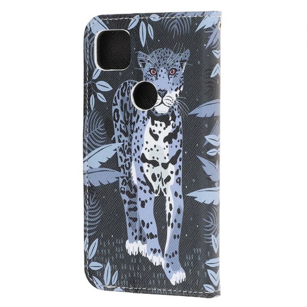 Flipové Pouzdro Na Google Pixel 4a Na Lana Strappy Leopard