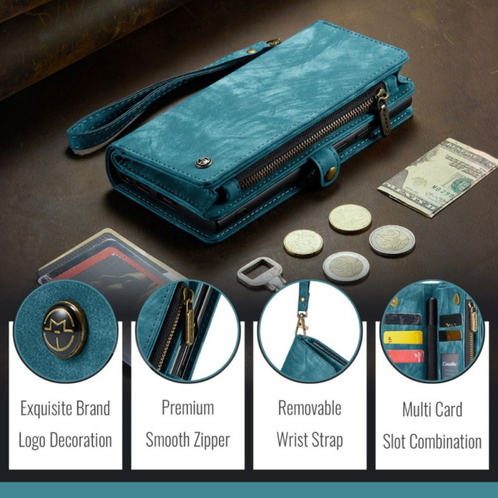 Kožený Kryt Samsung Galaxy Z Fold 7 Odnímatelná Peněženka Caseme