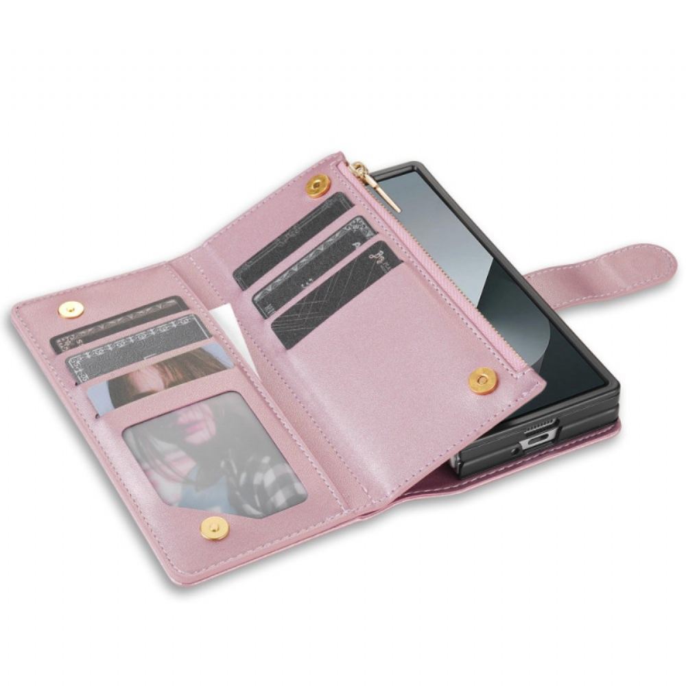 Kožený Kryt Samsung Galaxy Z Fold 7 Polstrované S Ramenním Popruhem A Šňůrkou