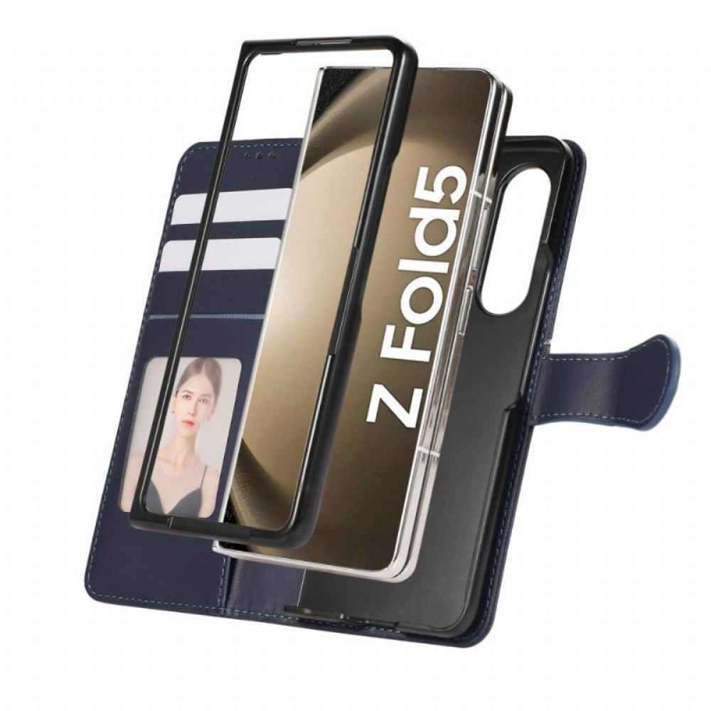 Kožený Kryt Samsung Galaxy Z Fold 7 Reliéfní Vzor S Popruhem