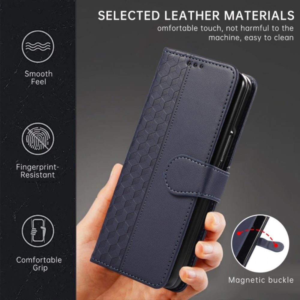 Kožený Kryt Samsung Galaxy Z Fold 7 Reliéfní Vzor S Popruhem