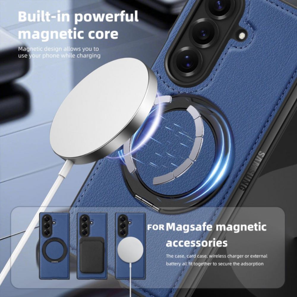 Kryt Na Samsung Galaxy Z Fold 7 Kožený Efekt Kompatibilní S Magsafe S Otočným Kroužkem O