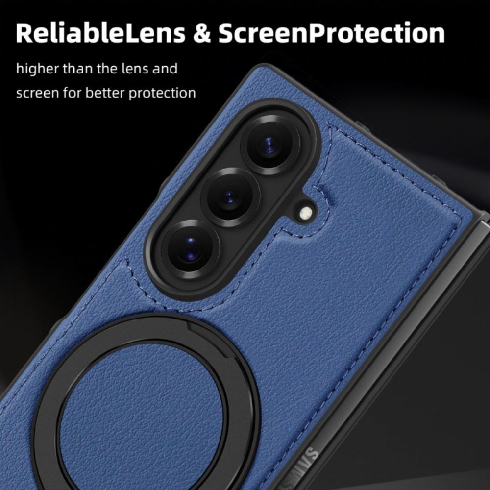 Kryt Na Samsung Galaxy Z Fold 7 Kožený Efekt Kompatibilní S Magsafe S Otočným Kroužkem O