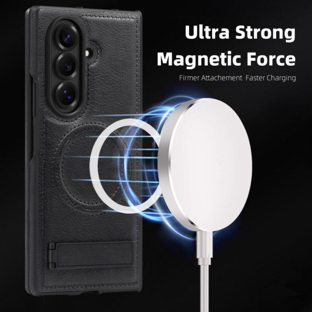 Kryt Samsung Galaxy Z Fold 7 Kožený Efekt A Stojánek Magsafe