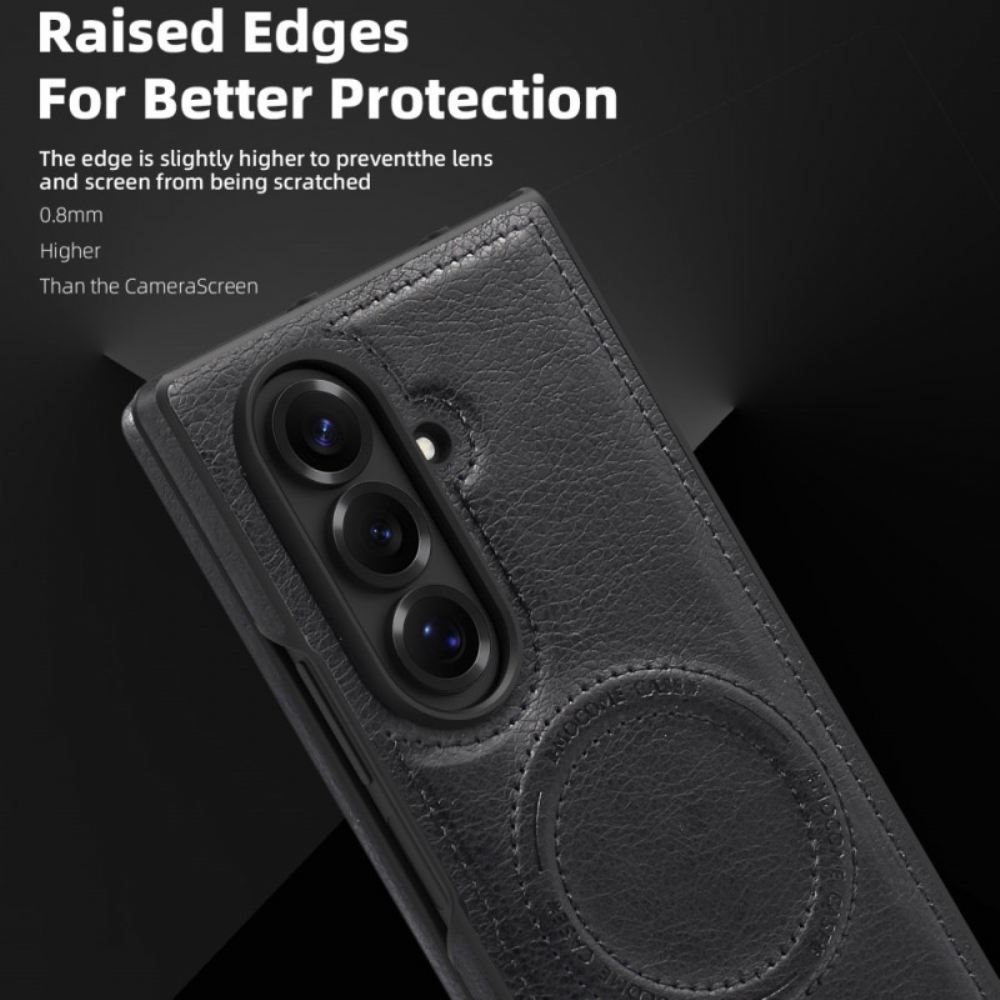 Kryt Samsung Galaxy Z Fold 7 Kožený Efekt A Stojánek Magsafe