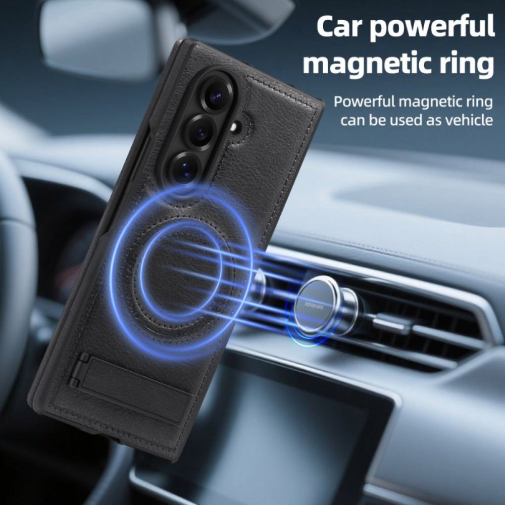 Kryt Samsung Galaxy Z Fold 7 Kožený Efekt A Stojánek Magsafe