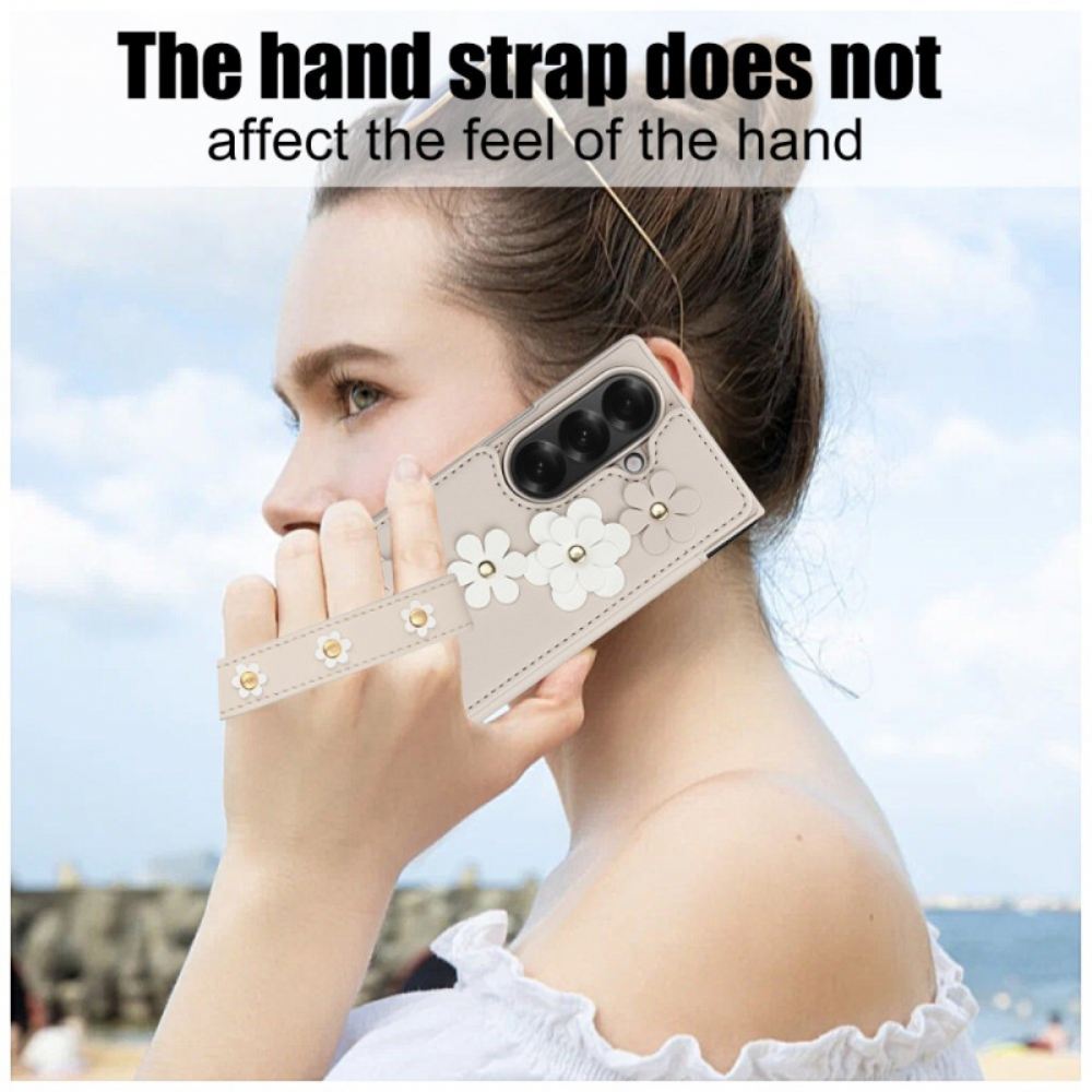 Kryt Samsung Galaxy Z Fold 7 Kryty Na Mobil Držák Na Karty A Stojánek S 3d Květinovým Motivem