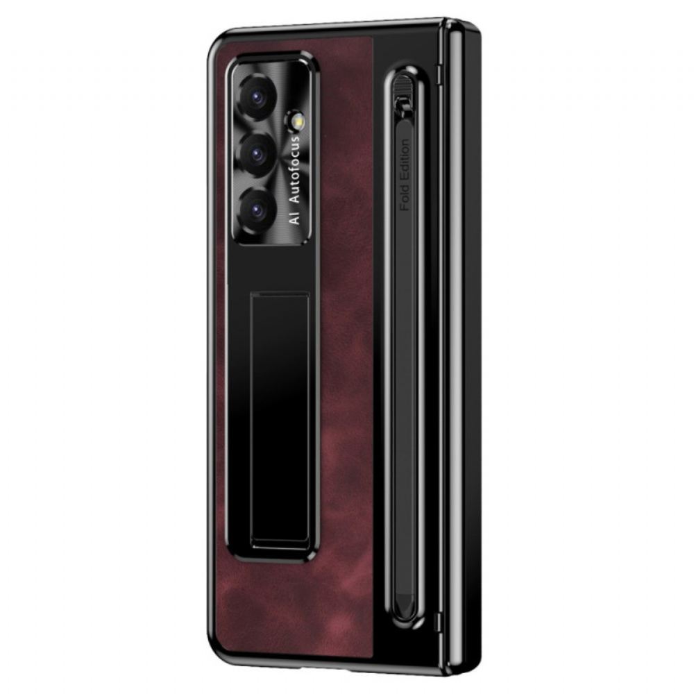 Kryt Samsung Galaxy Z Fold 7 Stojan S Koženým Efektem A Držák Stylusu