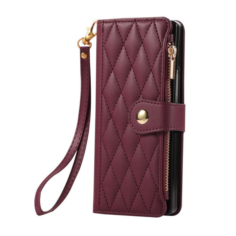 Peněženková Pouzdra Samsung Galaxy Z Fold 7 Kryty Na Mobil Prošívaná S Popruhem