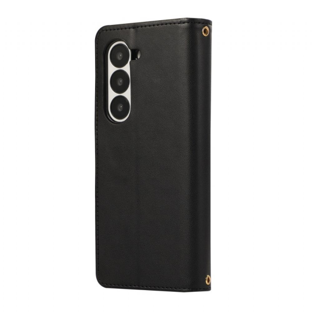 Peněženková Pouzdra Samsung Galaxy Z Fold 7 Kryty Na Mobil Prošívaná S Popruhem