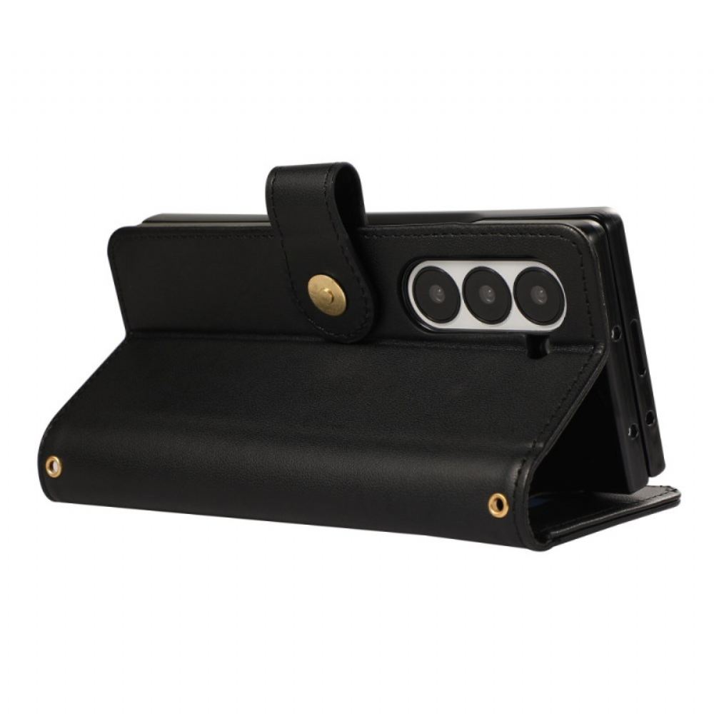 Peněženková Pouzdra Samsung Galaxy Z Fold 7 Kryty Na Mobil Prošívaná S Popruhem