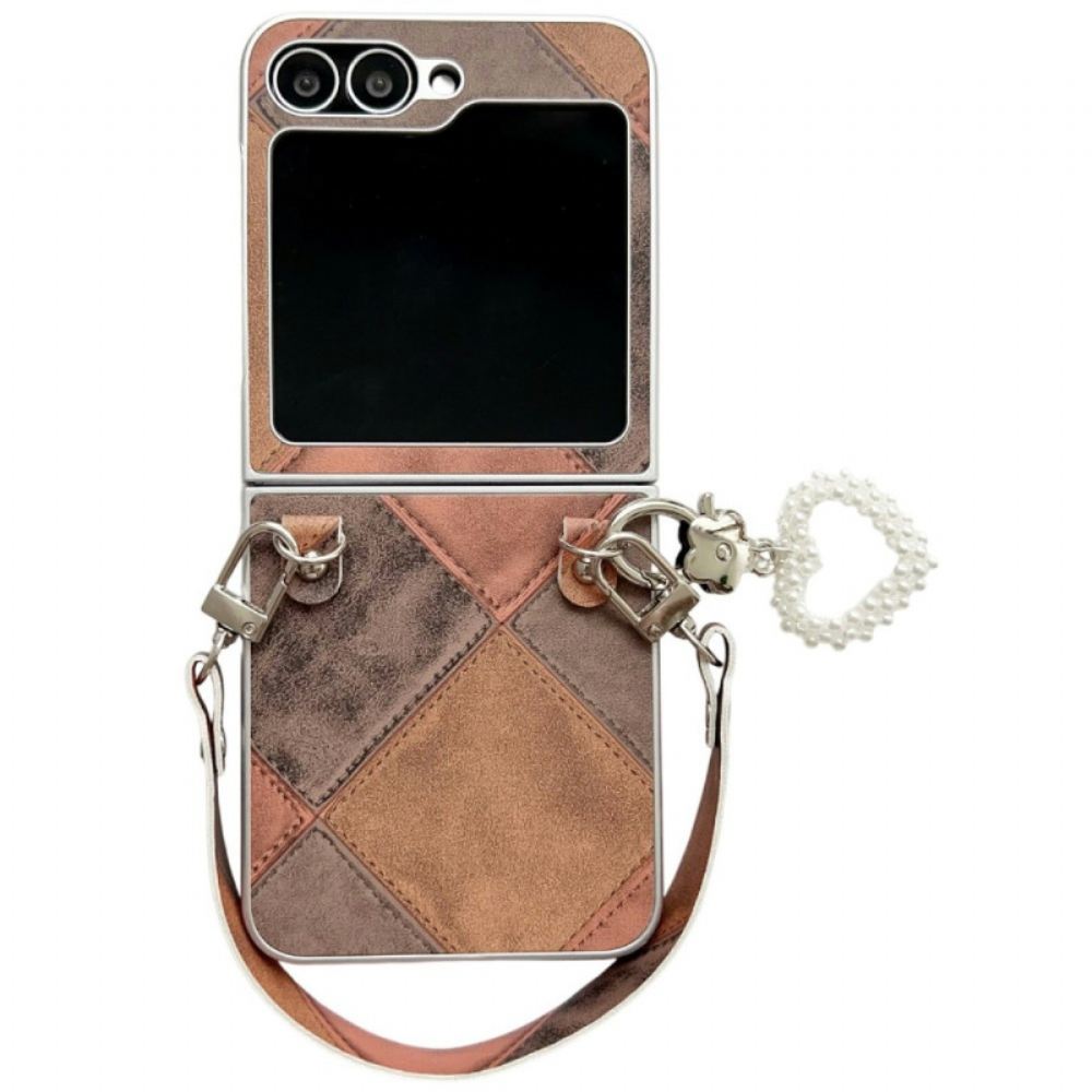 Kryt Na Samsung Galaxy Z Flip 7 Fe Diamantový Vzor S Řemínkem