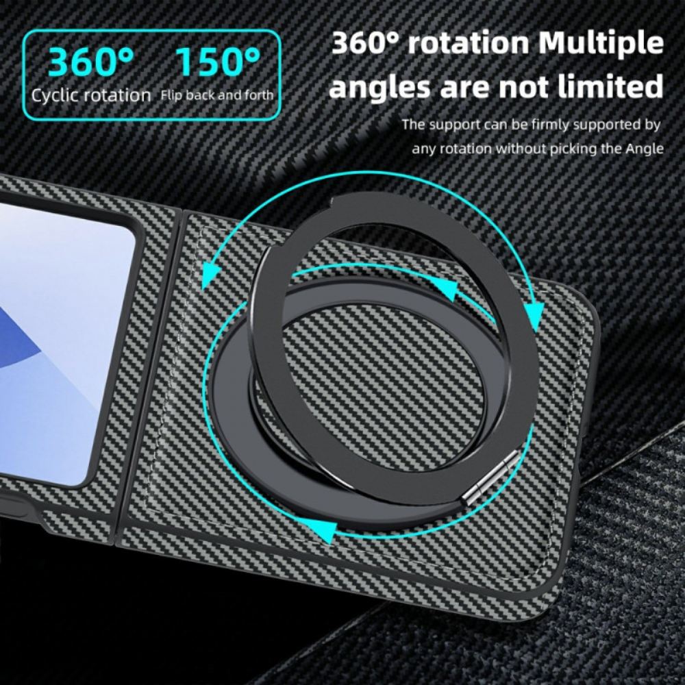 Kryt Na Samsung Galaxy Z Flip 7 Fe Magnetické Uhlíkové Vlákno A Stojánek