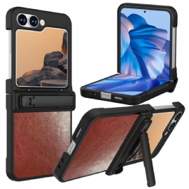 Kryt Samsung Galaxy Z Flip 7 Fe Kryty Na Mobil Kožený Efekt Se Stojánkem