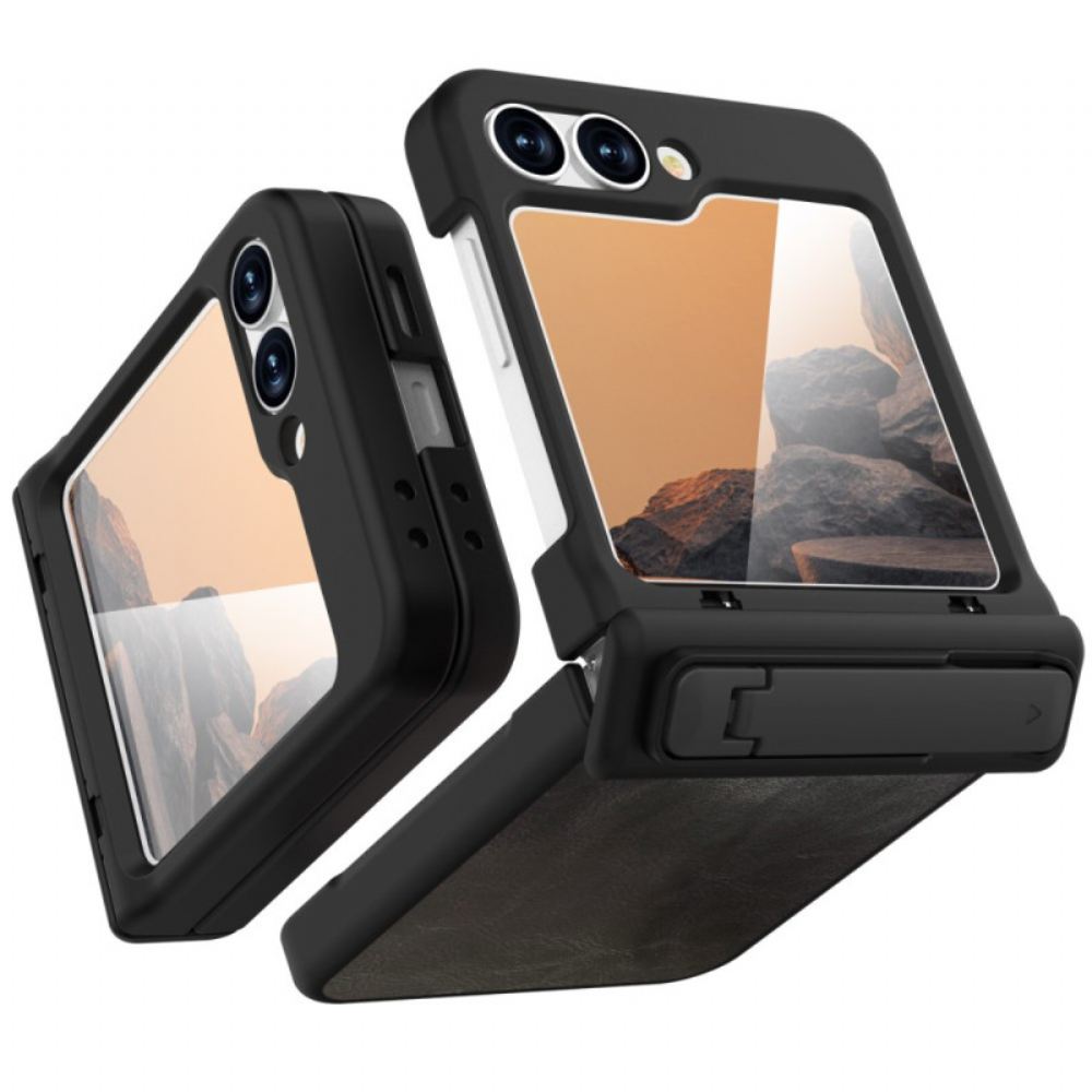 Kryt Samsung Galaxy Z Flip 7 Fe Kryty Na Mobil Kožený Efekt Se Stojánkem