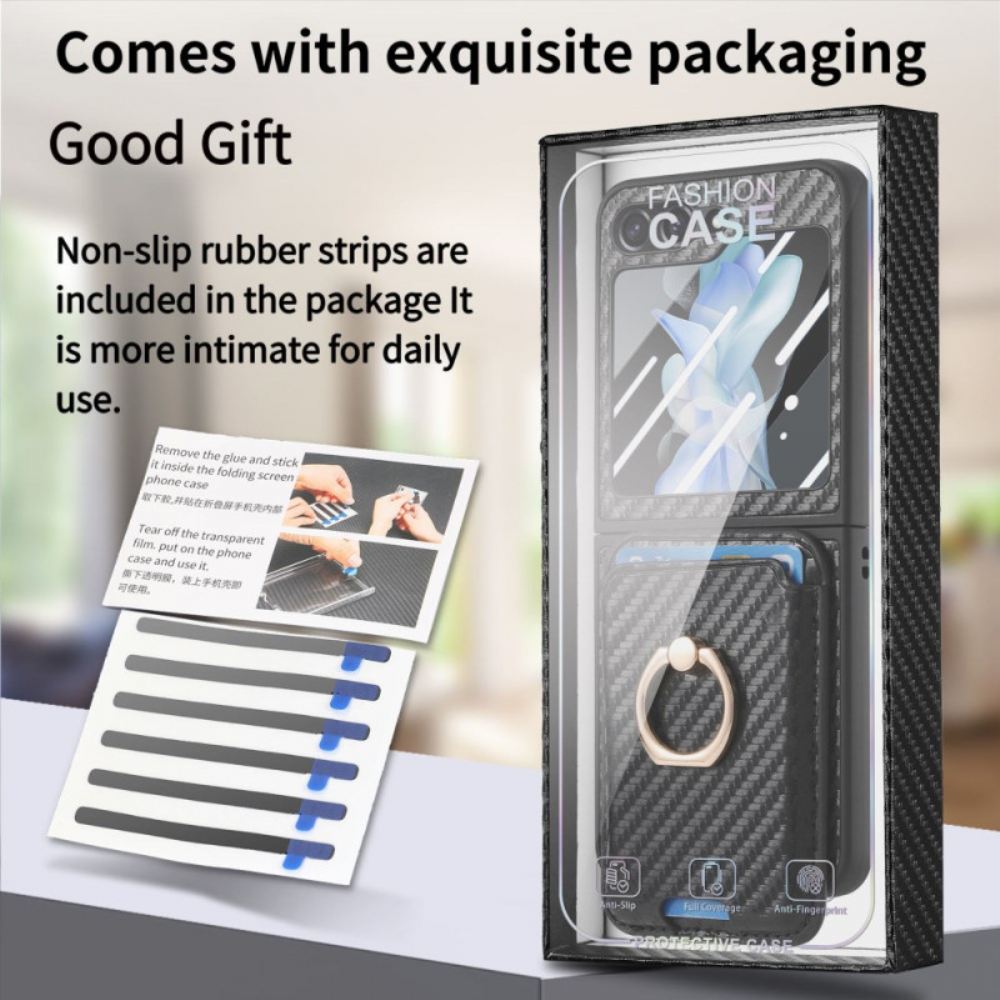 Kryt Samsung Galaxy Z Flip 7 Fe Pouzdro Na Karty S Uhlíkovými Vlákny