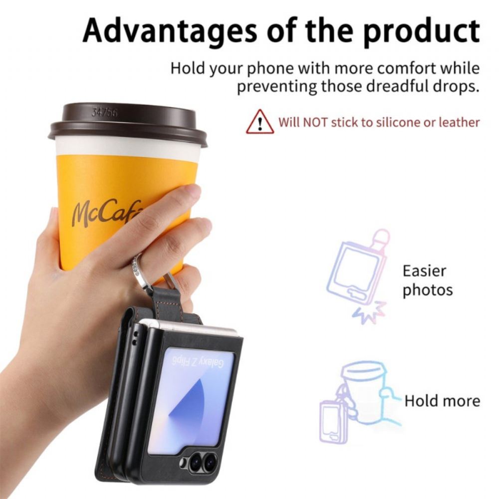 Kryt Samsung Galaxy Z Flip 7 Fe Semišový Efekt S Pouzdrem Na Karty