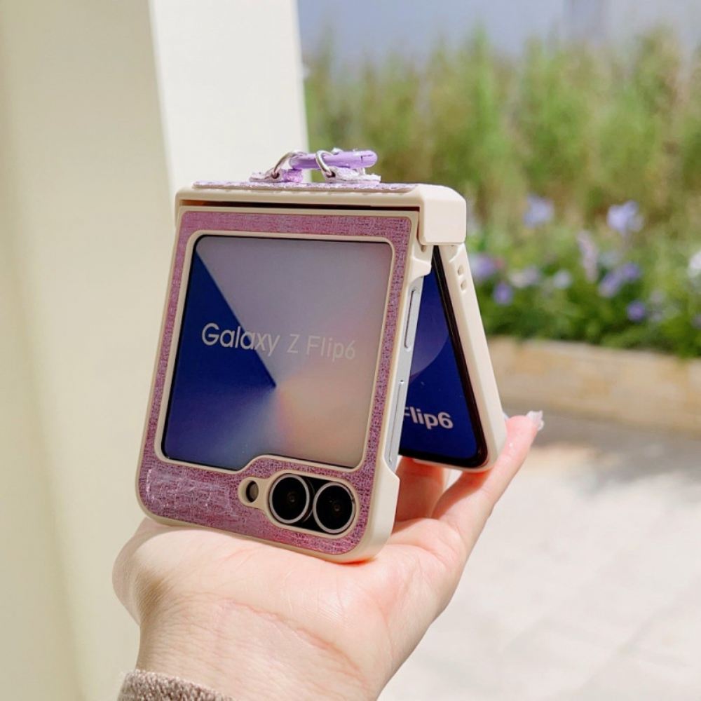 Kryt Samsung Galaxy Z Flip 7 Fe Umělá Kůže A Řemínek Na Zápěstí