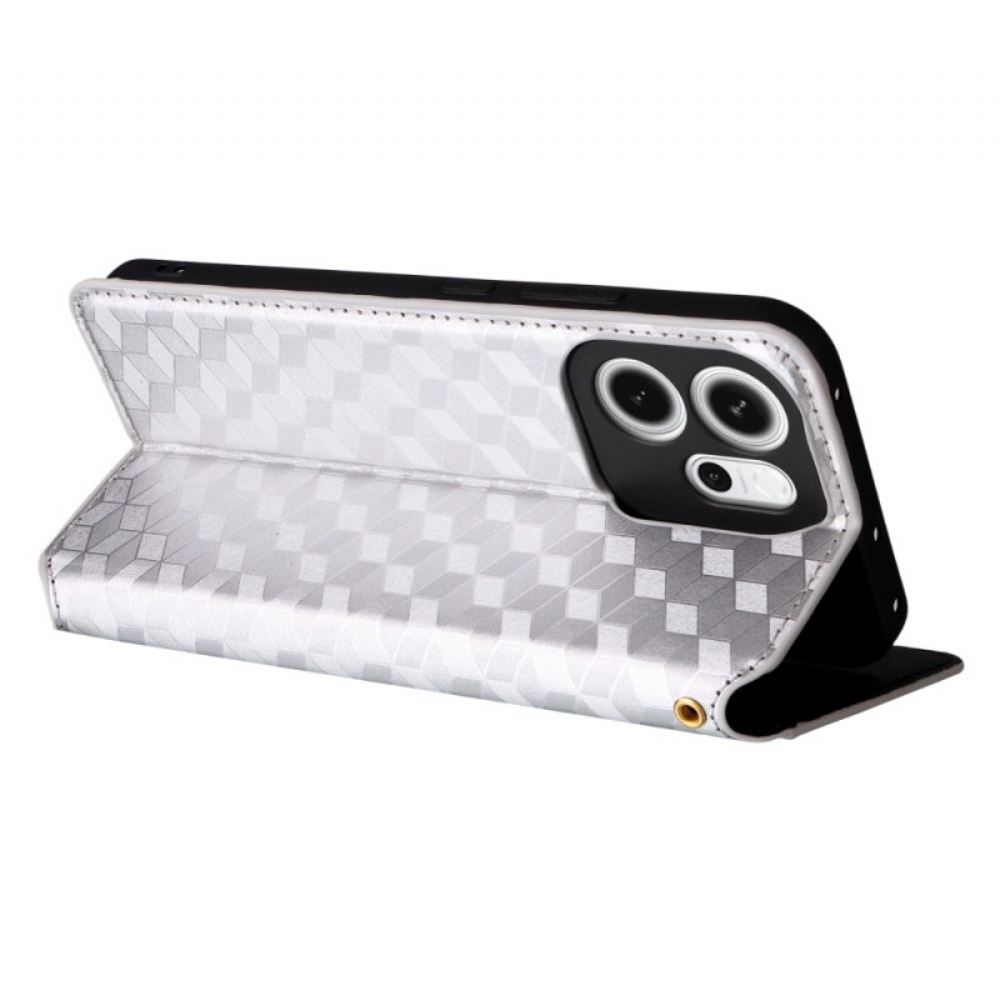 Kožené Pouzdro Oppo Reno 14f 5g Kosočtvercový Vzor