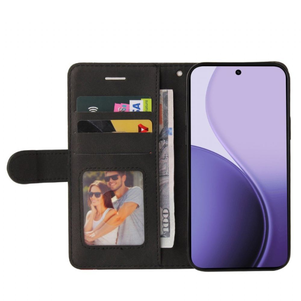 Kožený Kryt Na Oppo Reno 14f 5g Dvoubarevná Vlnovka