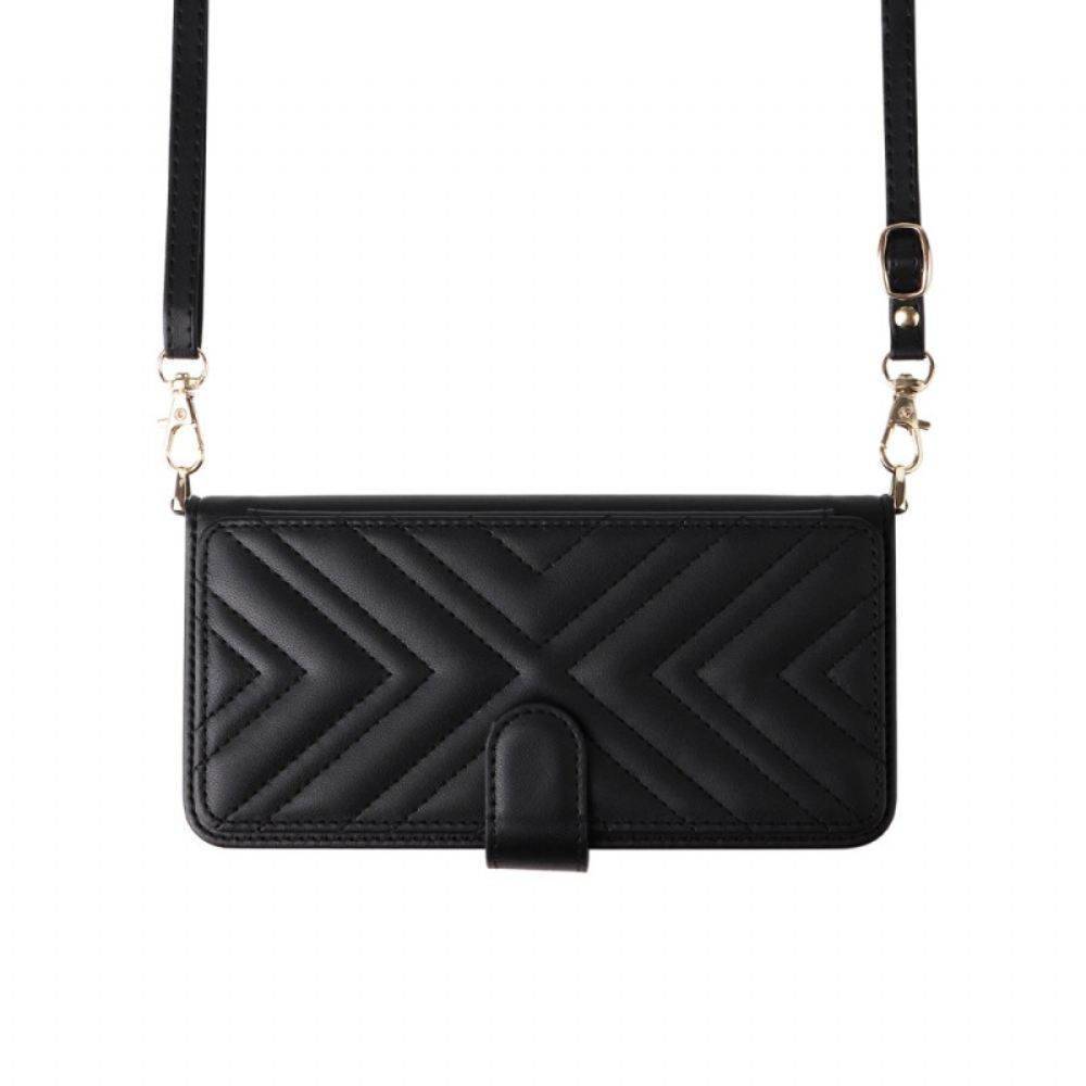 Kožený Kryt Na Oppo Reno 14f 5g Prémiový Design S Ramenním Popruhem A Šňůrkou