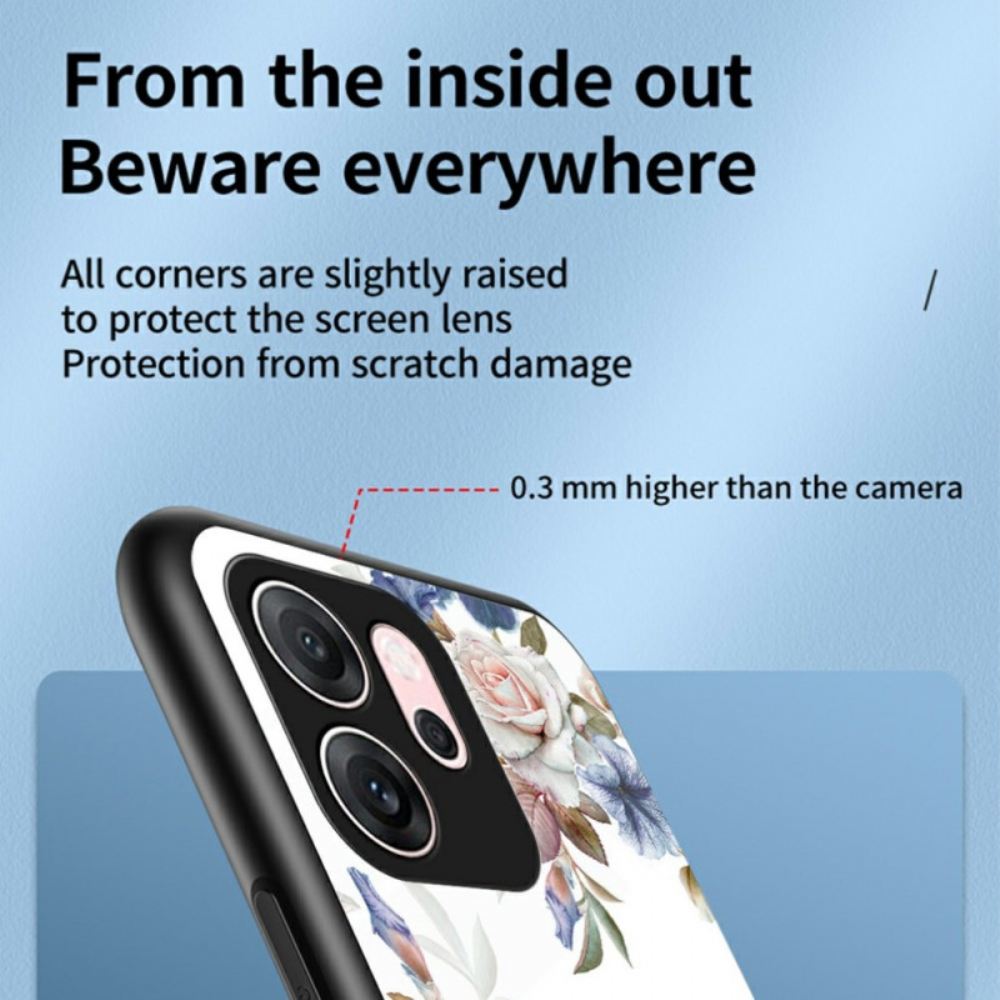 Kryt Oppo Reno 14f 5g Tvrzené Sklo S Květinovým Vzorem