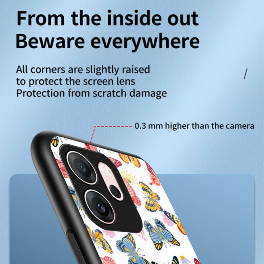 Kryt Oppo Reno 14f 5g Tvrzené Sklo S Motýlím Vzorem