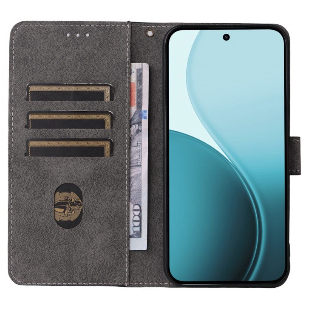 Peněženková Pouzdra Oppo Reno 14f 5g Rfid Ochrana Semišový Efekt S Popruhem