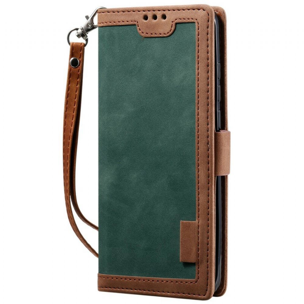 Flipové Pouzdro Na Xiaomi Mi 10 / 10 Pro Dvoubarevné Kontury Zesílené Umělou Kůží