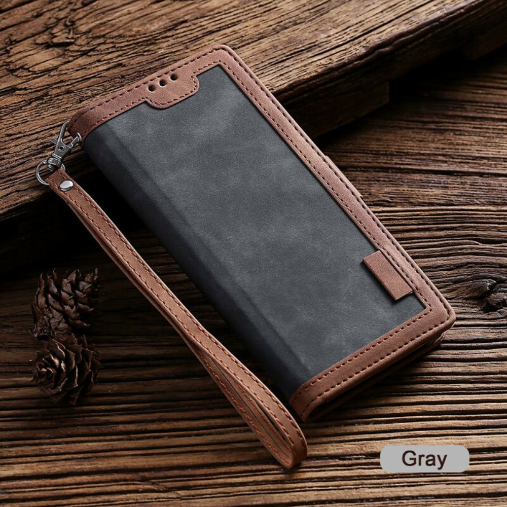 Flipové Pouzdro Na Xiaomi Mi 10 / 10 Pro Dvoubarevné Kontury Zesílené Umělou Kůží