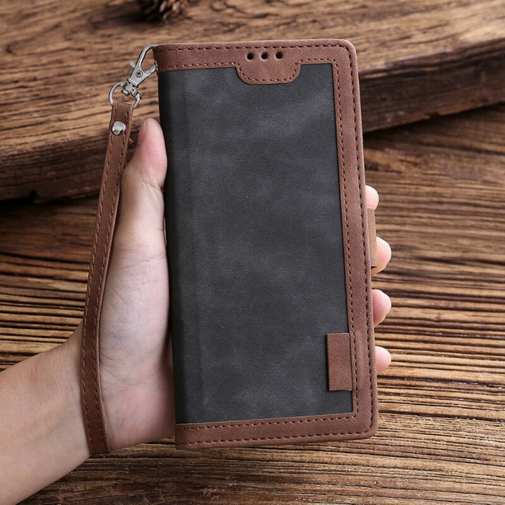 Flipové Pouzdro Na Xiaomi Mi 10 / 10 Pro Dvoubarevné Kontury Zesílené Umělou Kůží