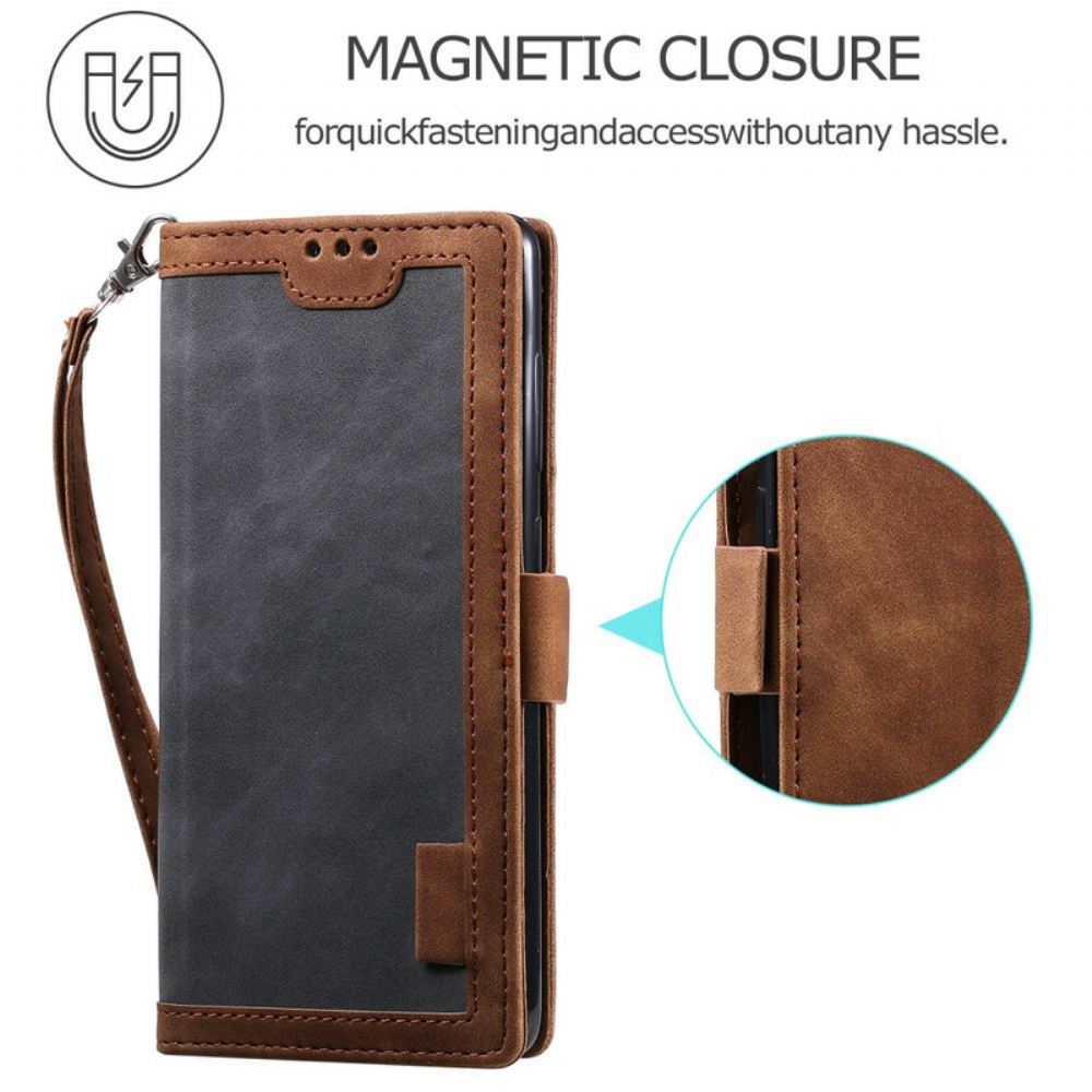 Flipové Pouzdro Na Xiaomi Mi 10 / 10 Pro Dvoubarevné Kontury Zesílené Umělou Kůží