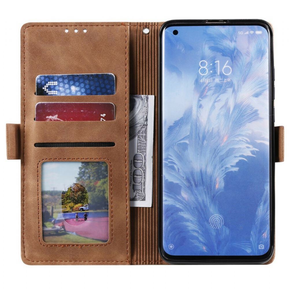 Flipové Pouzdro Na Xiaomi Mi 10 / 10 Pro Dvoubarevné Kontury Zesílené Umělou Kůží